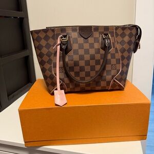 Louis Vuitton Kaisa PM Slanted Tote Damier Canvas Rose Ballerine Brown